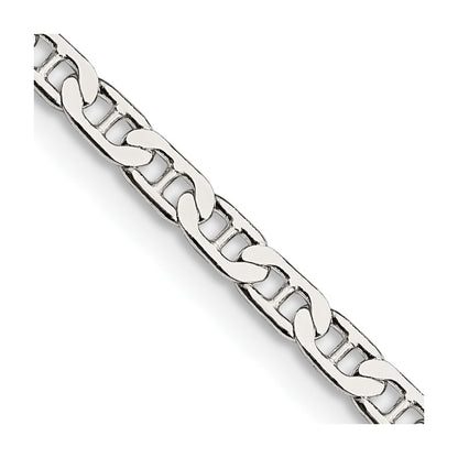 24 Inch Sterling Silver 3mm Flat Anchor Chain Necklace