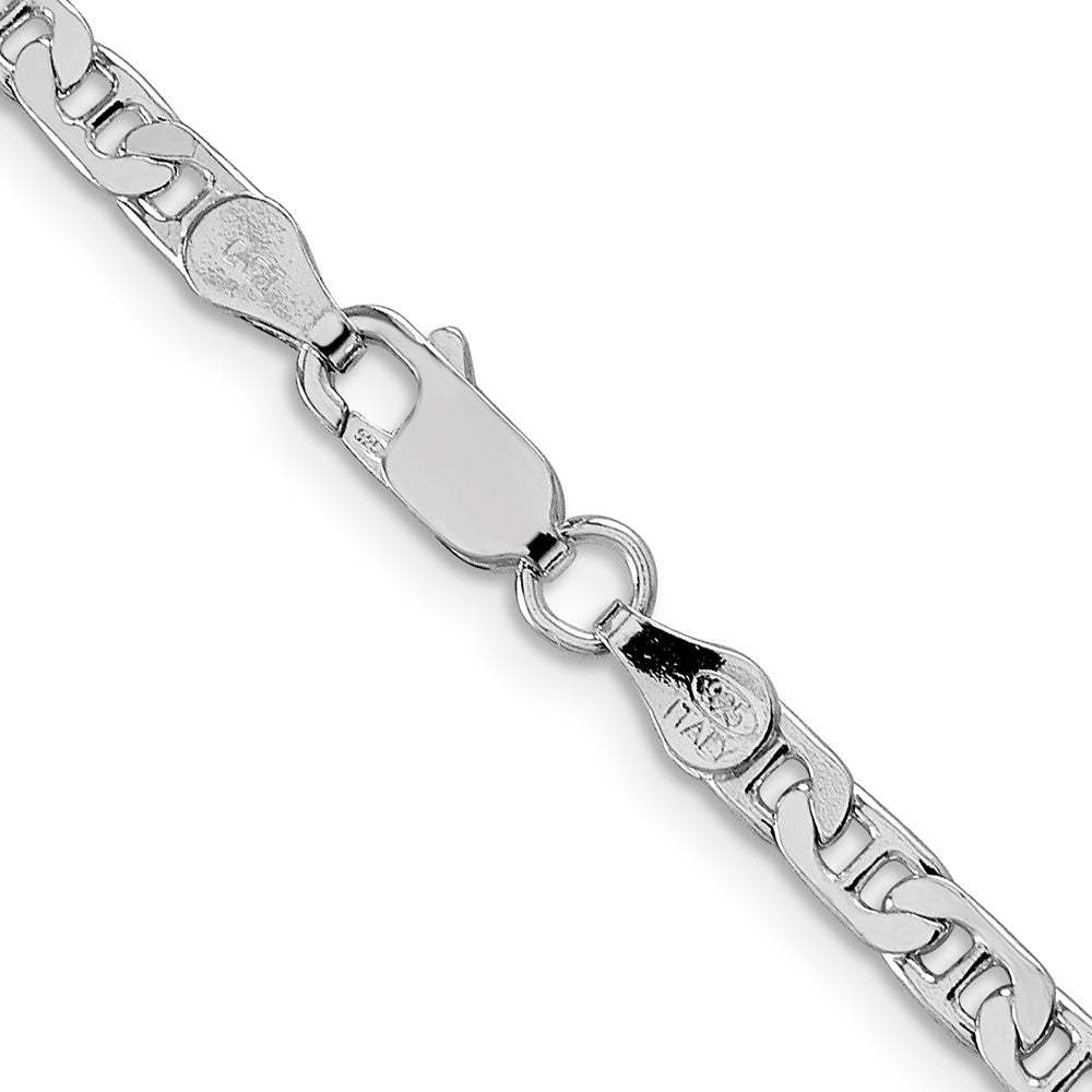 Sterling Silver Rhodium-Plated 3.75mm Flat Anchor Chain Necklace