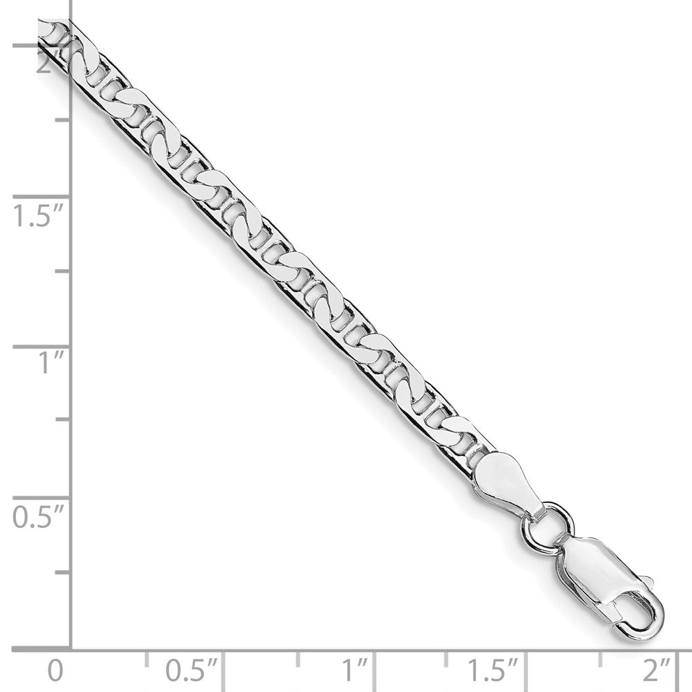Sterling Silver Rhodium-plated 3.75mm Flat Anchor Chain Bracelet