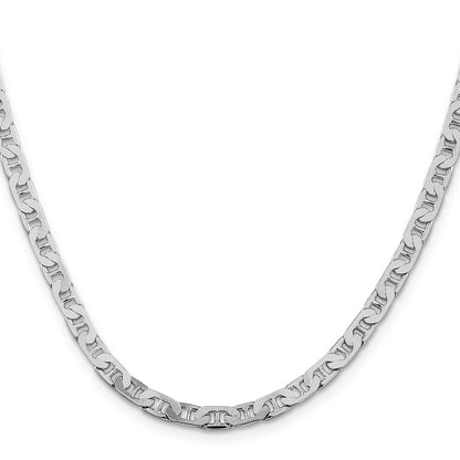 Sterling Silver Rhodium-Plated 4.5mm Flat Anchor Chain Necklace