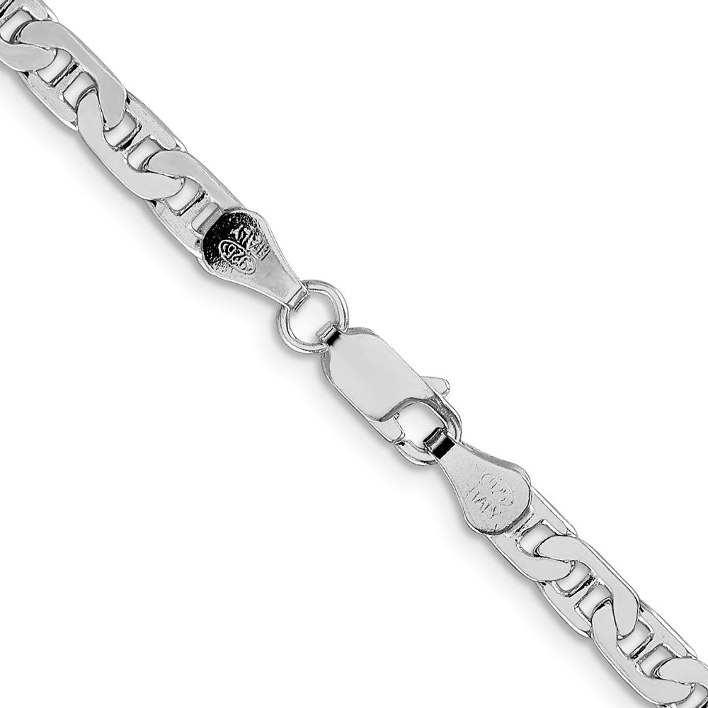 Sterling Silver Rhodium-Plated 4.5mm Flat Anchor Chain Necklace