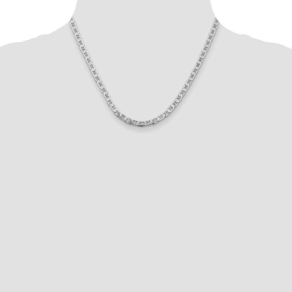 Sterling Silver Rhodium-Plated 4.5mm Flat Anchor Chain Necklace