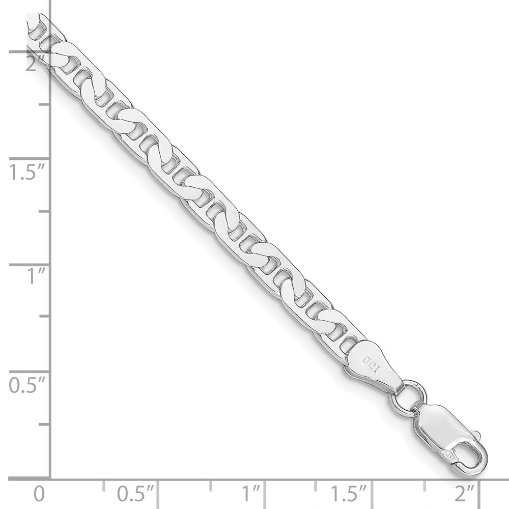 Sterling Silver Rhodium-plated 4.5mm Flat Anchor Chain Bracelet