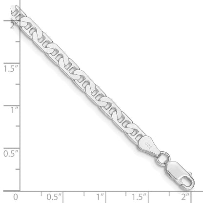 Sterling Silver Rhodium-plated 4.5mm Flat Anchor Chain Bracelet