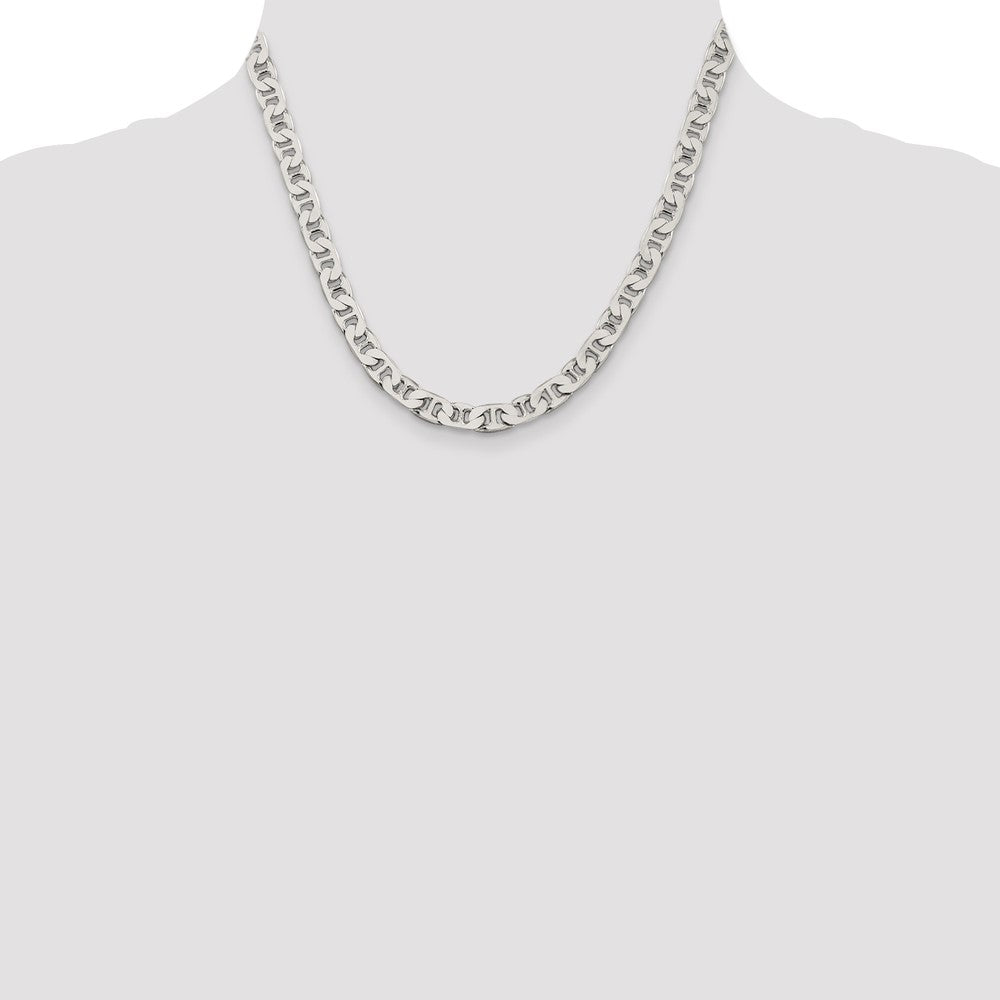 Sterling Silver 6.5mm Flat Anchor Chain Necklace