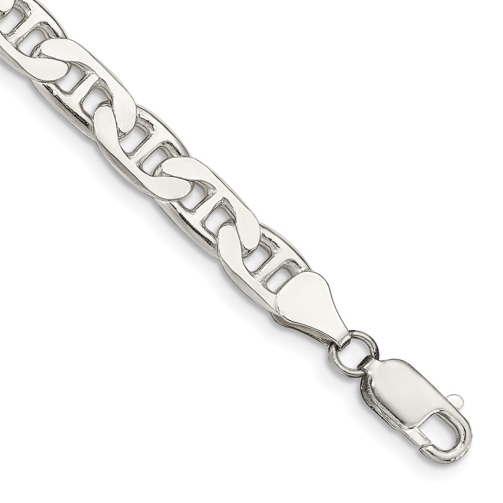 7 Inch Sterling Silver 6.5mm Flat Anchor Chain Bracelet