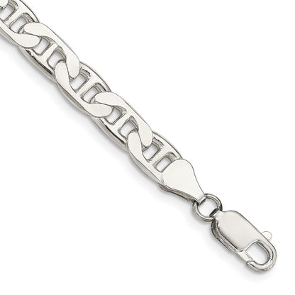 7 Inch Sterling Silver 6.5mm Flat Anchor Chain Bracelet