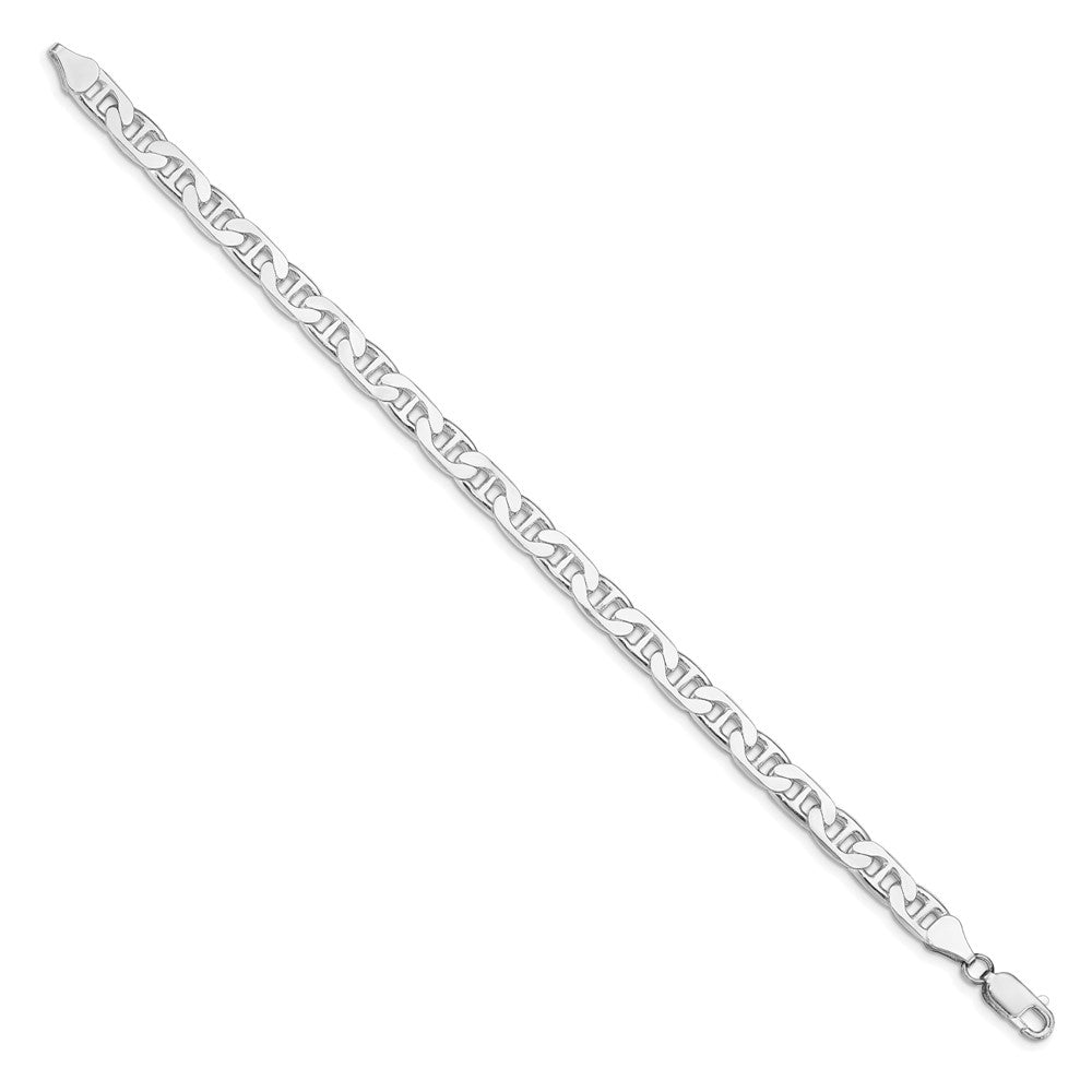 Sterling Silver Rhodium-plated 6.5mm Flat Anchor Chain Bracelet