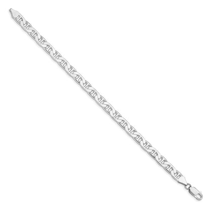 Sterling Silver Rhodium-plated 6.5mm Flat Anchor Chain Bracelet