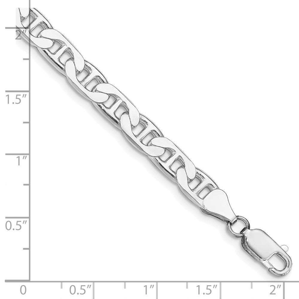 Sterling Silver Rhodium-plated 6.5mm Flat Anchor Chain Bracelet