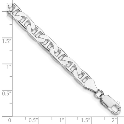 Sterling Silver Rhodium-plated 6.5mm Flat Anchor Chain Bracelet
