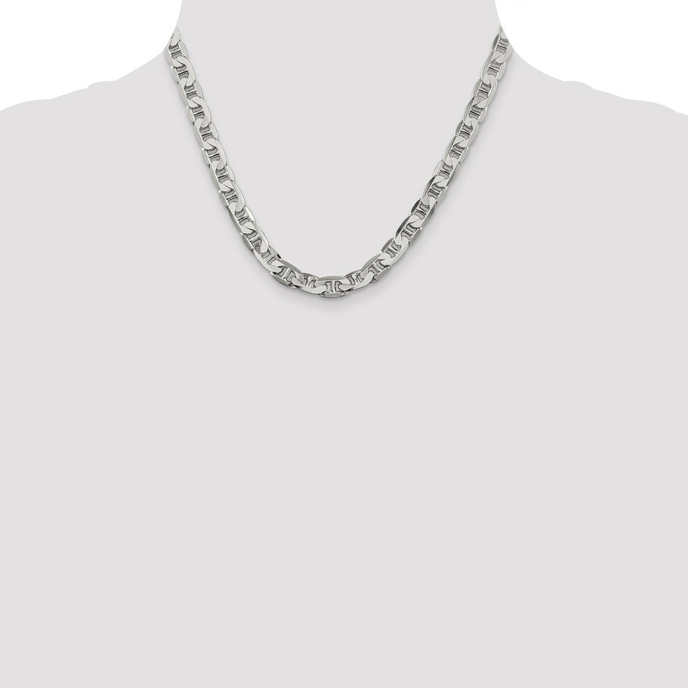 Sterling Silver 7mm Flat Anchor Chain Necklace
