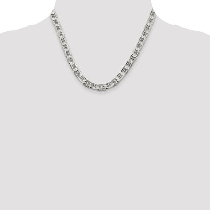 Sterling Silver 7mm Flat Anchor Chain Necklace