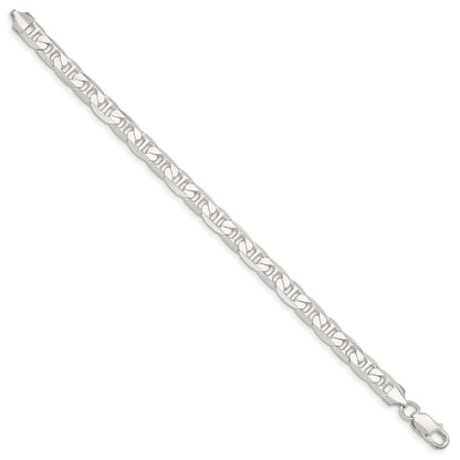 7 Inch Sterling Silver 7mm Flat Anchor Chain Bracelet