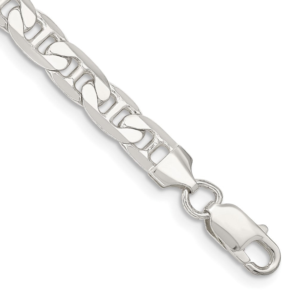 7 Inch Sterling Silver 7mm Flat Anchor Chain Bracelet