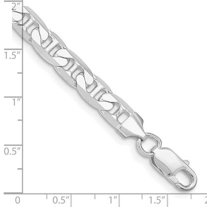 Sterling Silver Rhodium-plated 7mm Flat Anchor Chain Bracelet