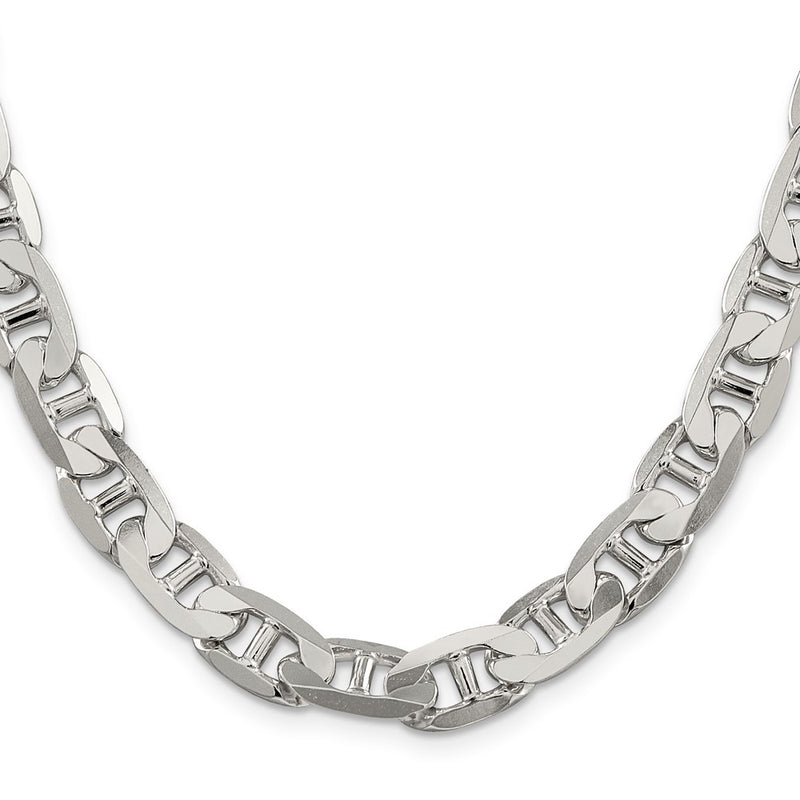 20 Inch Sterling Silver 9.5mm Flat Anchor Chain Necklace