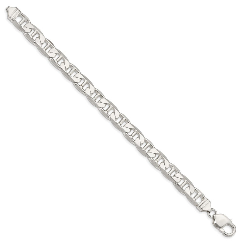 Sterling Silver 9.5mm Flat Anchor Chain Bracelet