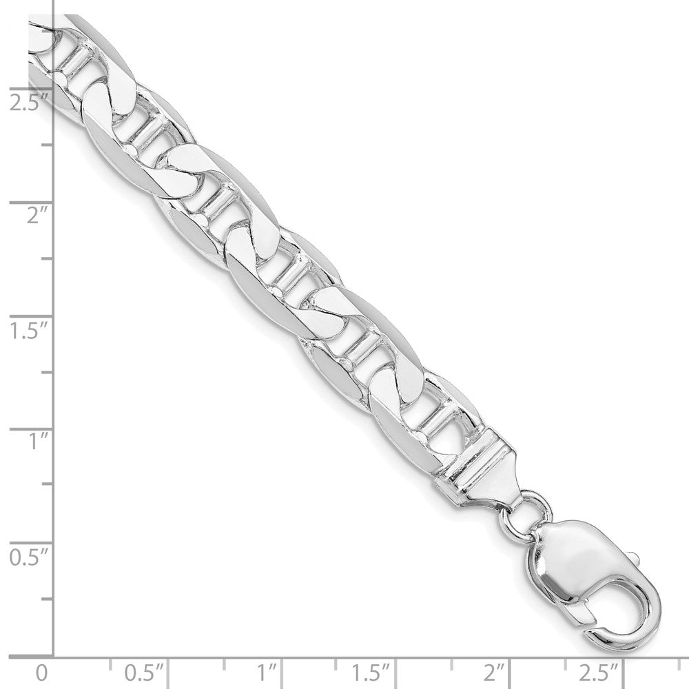 Sterling Silver Rhodium-plated 9.5mm Flat Anchor Chain Bracelet