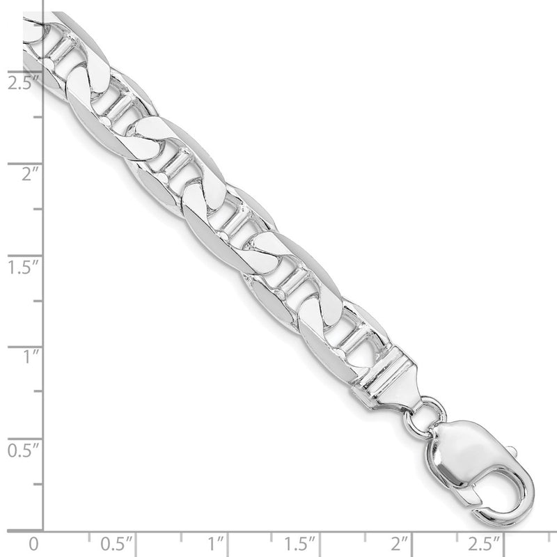 Sterling Silver Rhodium-plated 9.5mm Flat Anchor Chain Bracelet