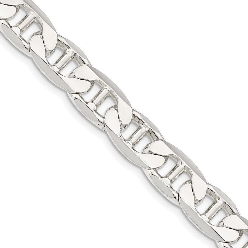 20 Inch Sterling Silver 9.5mm Flat Anchor Chain Necklace