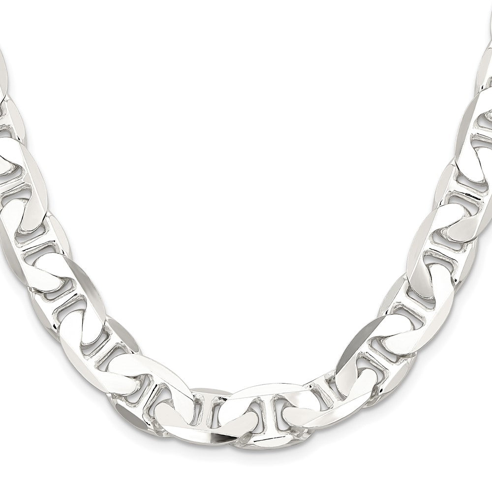 Sterling Silver 11.5mm Flat Anchor Chain Necklace