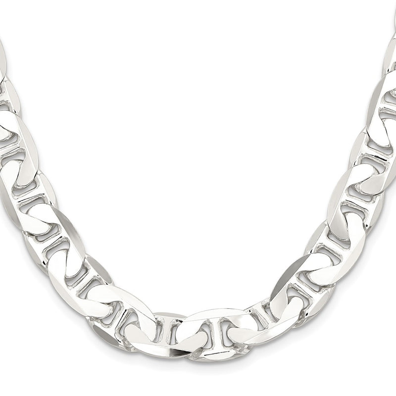 Sterling Silver 11.5mm Flat Anchor Chain Necklace