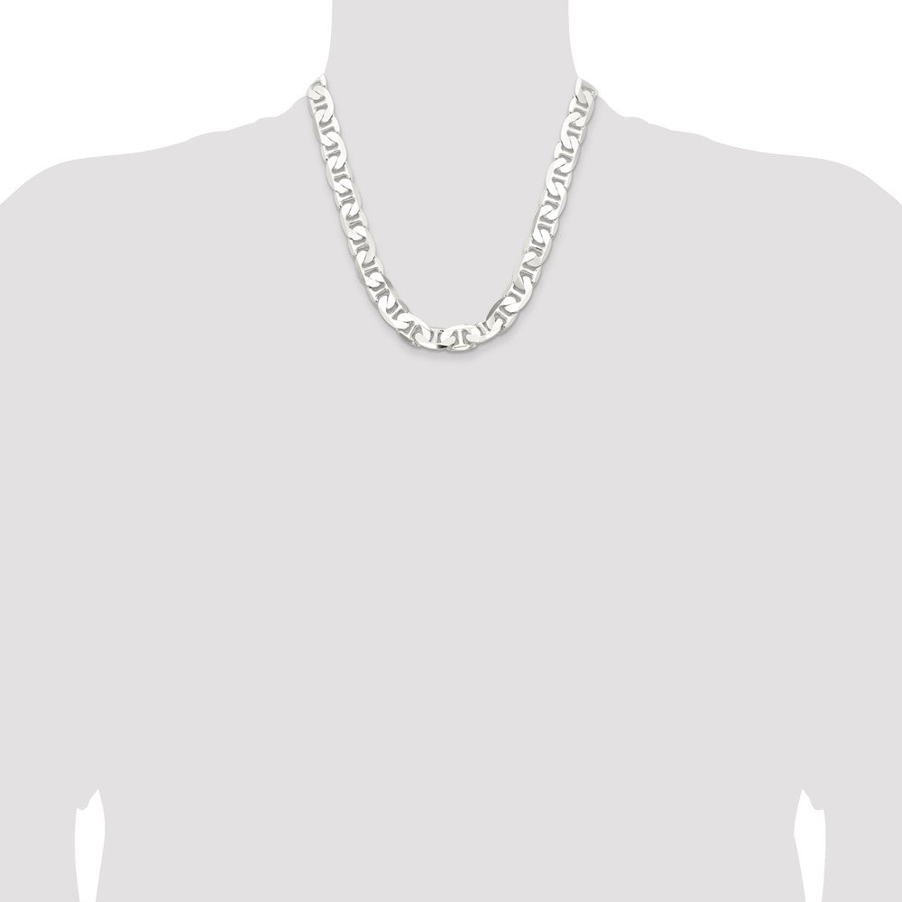 Sterling Silver 11.5mm Flat Anchor Chain Necklace