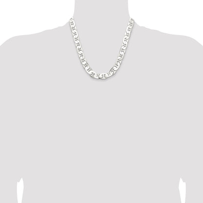 Sterling Silver 11.5mm Flat Anchor Chain Necklace
