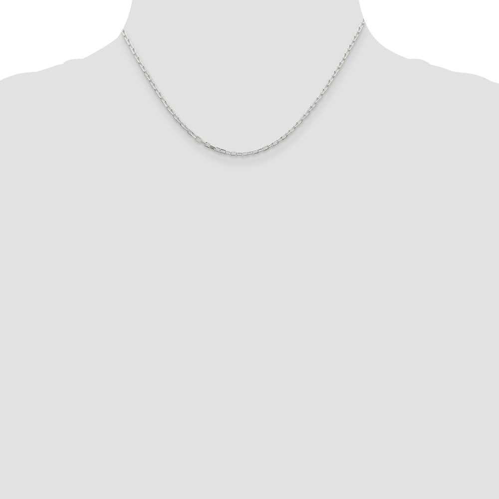 16 Inch Sterling Silver 2.2mm Diamond-Cut Long Link Cable Chain Necklace
