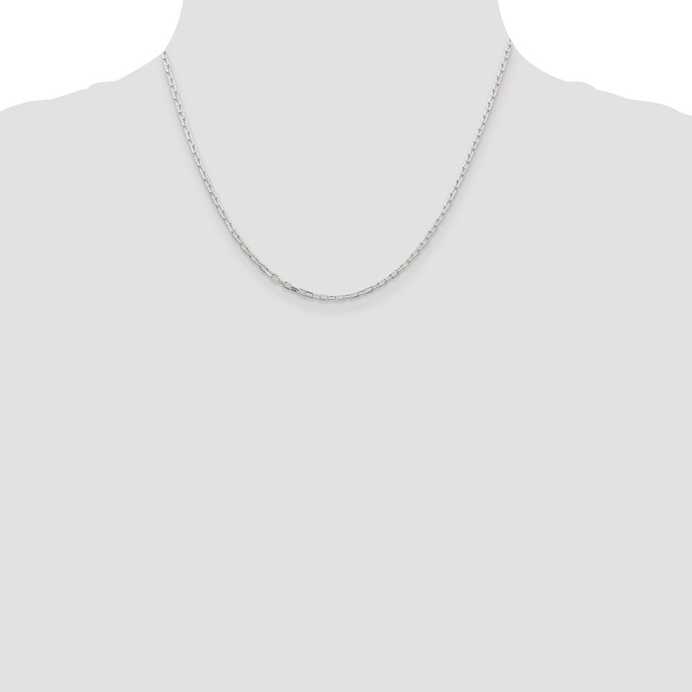 18 Inch Sterling Silver 2.2mm Diamond-Cut Long Link Cable Chain Necklace