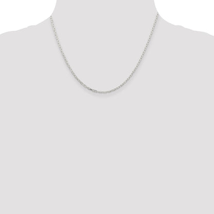 18 Inch Sterling Silver 2.2mm Diamond-Cut Long Link Cable Chain Necklace