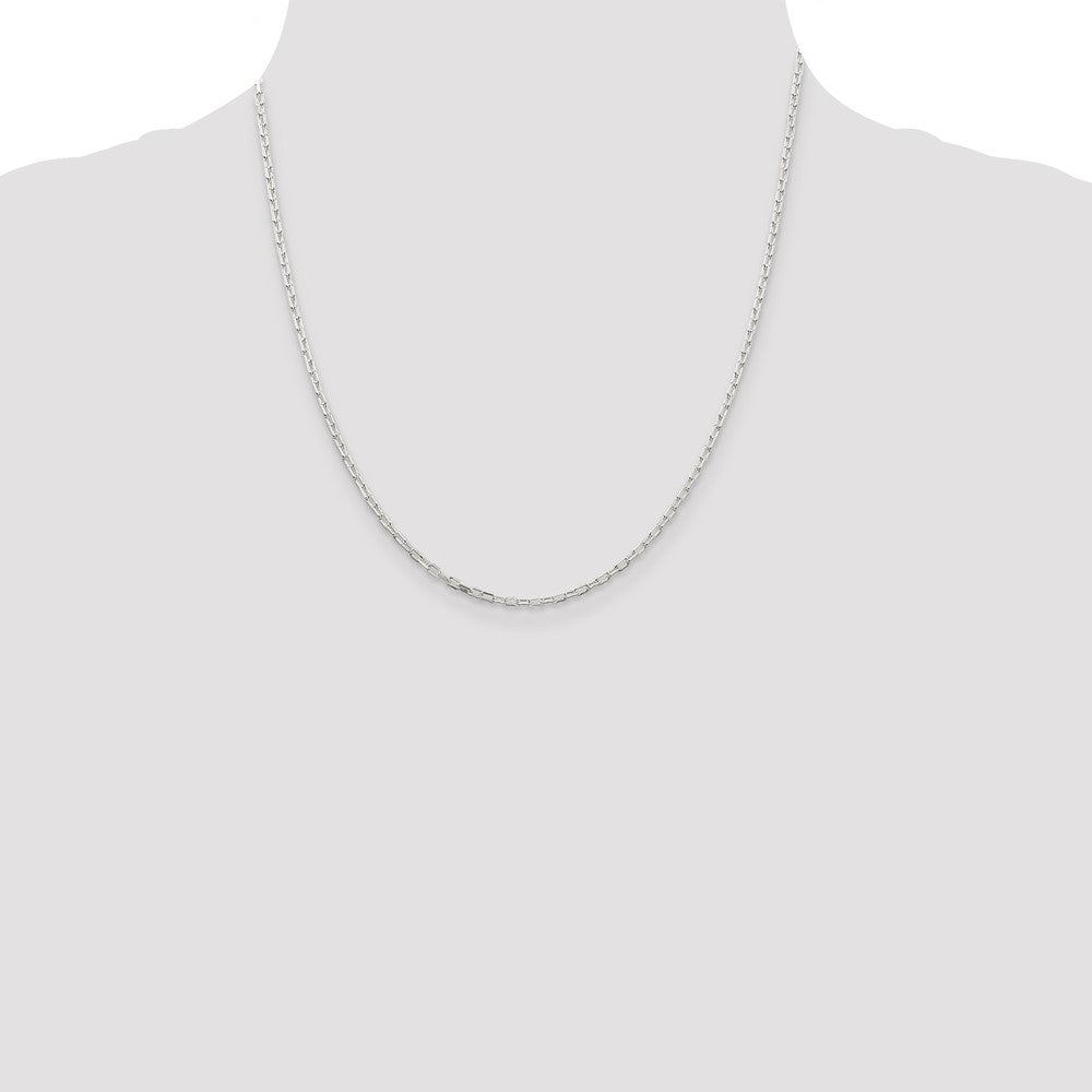 20 Inch Sterling Silver 2.2mm Diamond-Cut Long Link Cable Chain Necklace
