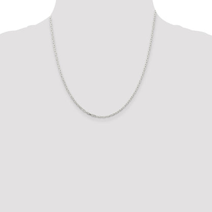 20 Inch Sterling Silver 2.2mm Diamond-Cut Long Link Cable Chain Necklace