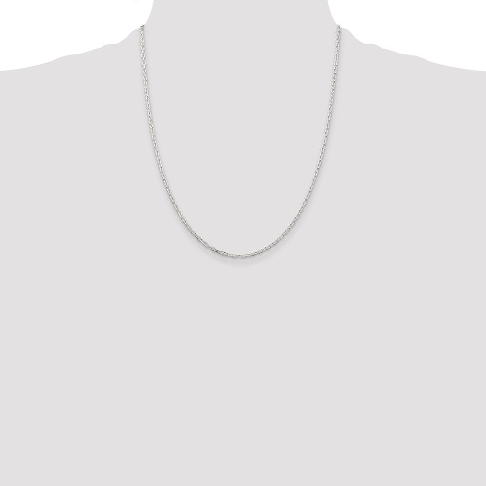22 Inch Sterling Silver 2.2mm Diamond-Cut Long Link Cable Chain Necklace