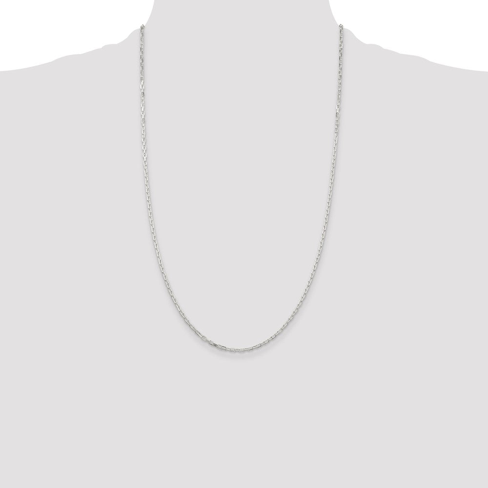 26 Inch Sterling Silver 2.2mm Diamond-Cut Long Link Cable Chain Necklace