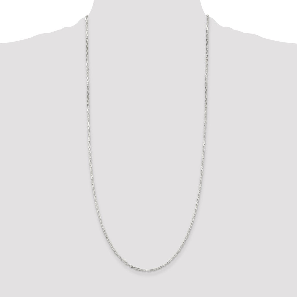 30 Inch Sterling Silver 2.2mm Diamond-Cut Long Link Cable Chain Necklace