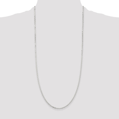 30 Inch Sterling Silver 2.2mm Diamond-Cut Long Link Cable Chain Necklace