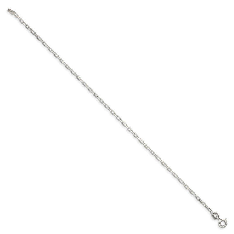 7 Inch Sterling Silver 2.2mm Diamond-Cut Long Link Cable Chain Bracelet