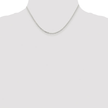 Sterling Silver Rhodium-Plated 2.2mm Diamond-Cut Long Link Cable Chain