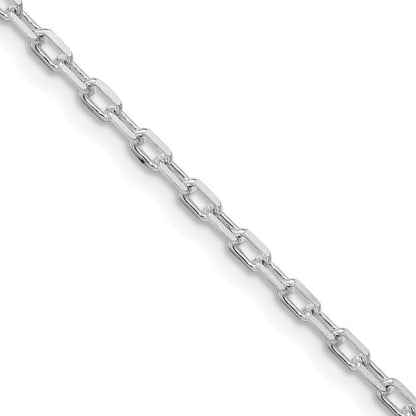 Sterling Silver Rhodium-Plated 2.2mm Diamond-Cut Long Link Cable Chain