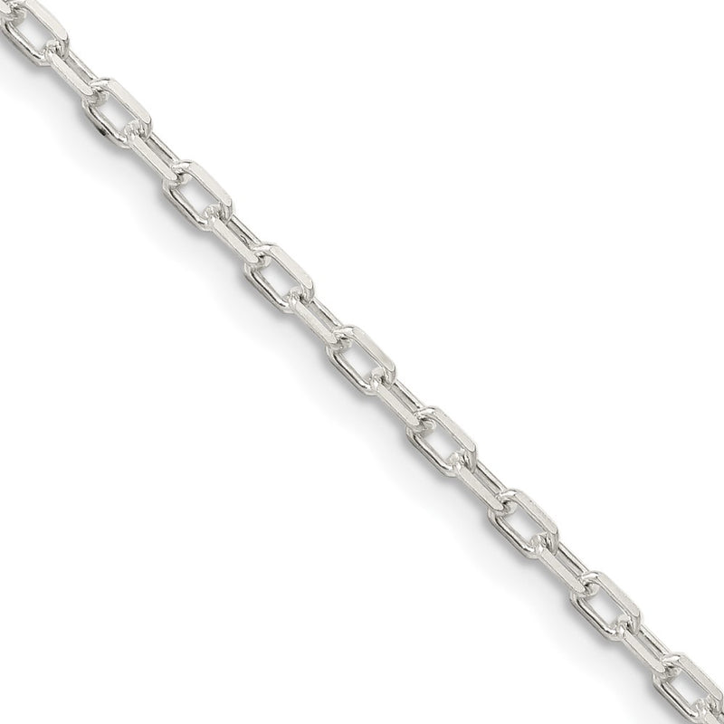 18 Inch Sterling Silver 2.2mm Diamond-Cut Long Link Cable Chain Necklace