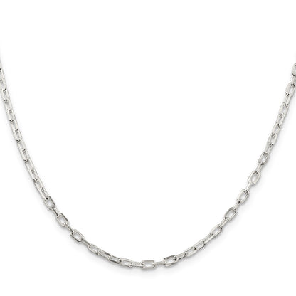 18 Inch Sterling Silver 2.9mm Diamond-Cut Long Link Cable Chain Necklace