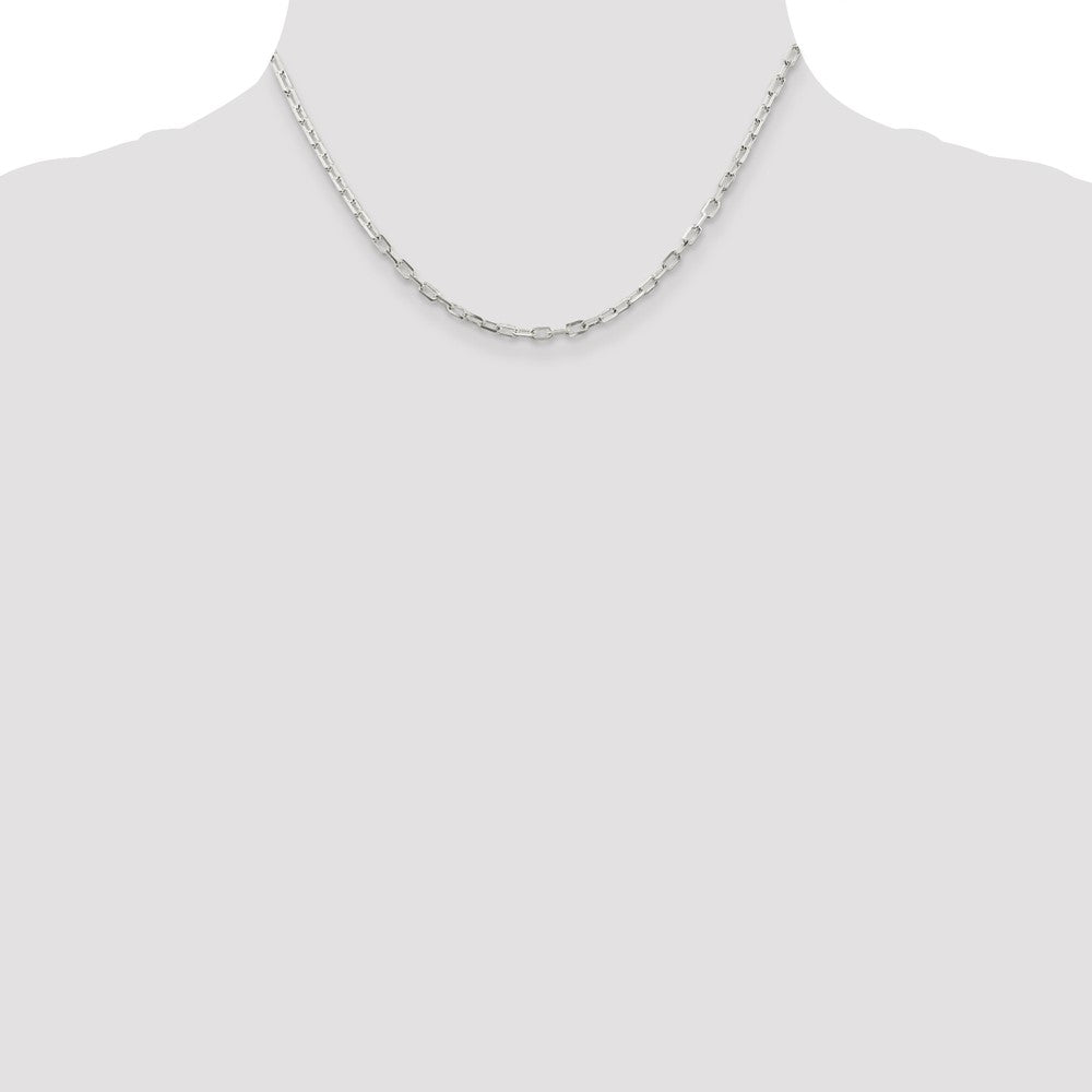 16 Inch Sterling Silver 2.9mm Diamond-Cut Long Link Cable Chain Necklace