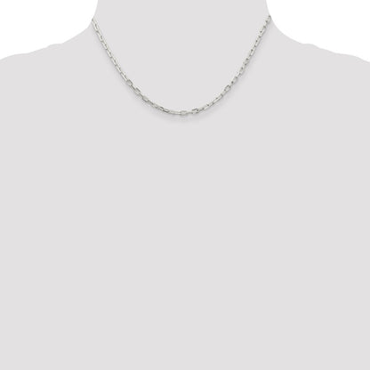 16 Inch Sterling Silver 2.9mm Diamond-Cut Long Link Cable Chain Necklace