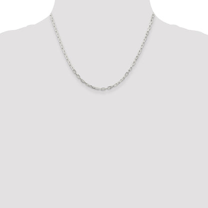 18 Inch Sterling Silver 2.9mm Diamond-Cut Long Link Cable Chain Necklace