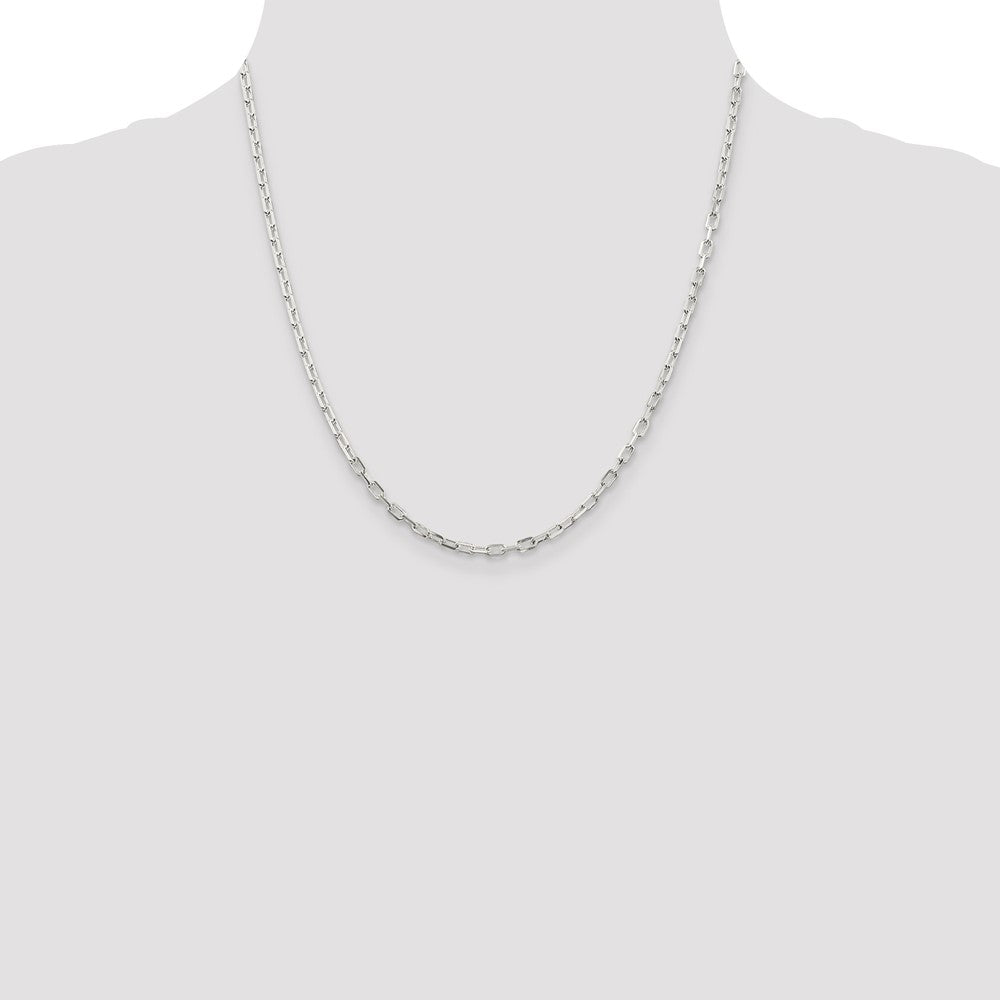 20 Inch Sterling Silver 2.9mm Diamond-Cut Long Link Cable Chain Necklace