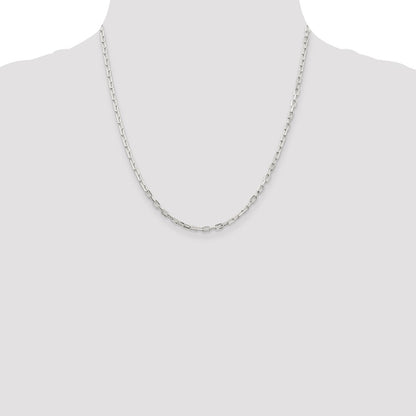 20 Inch Sterling Silver 2.9mm Diamond-Cut Long Link Cable Chain Necklace