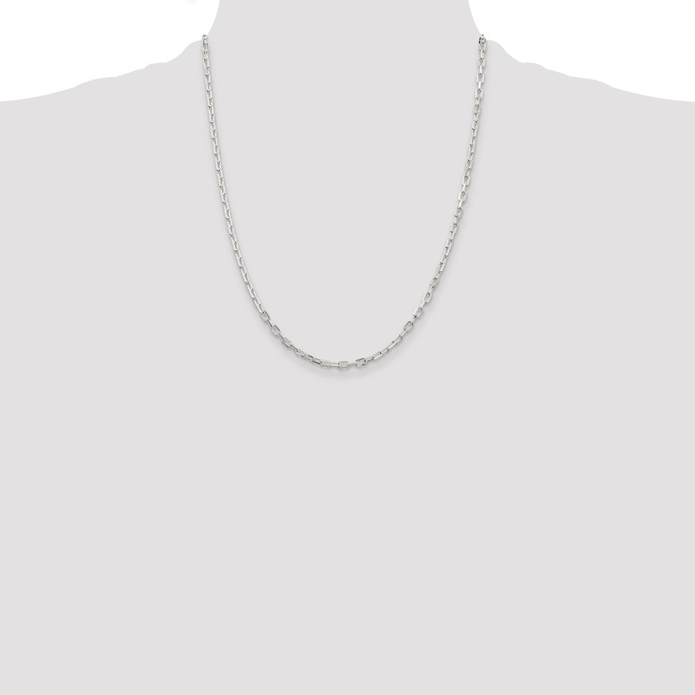 22 Inch Sterling Silver 2.9mm Diamond-Cut Long Link Cable Chain Necklace
