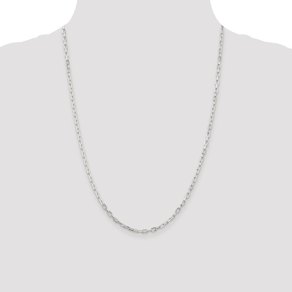 24 Inch Sterling Silver 2.9mm Diamond-Cut Long Link Cable Chain Necklace